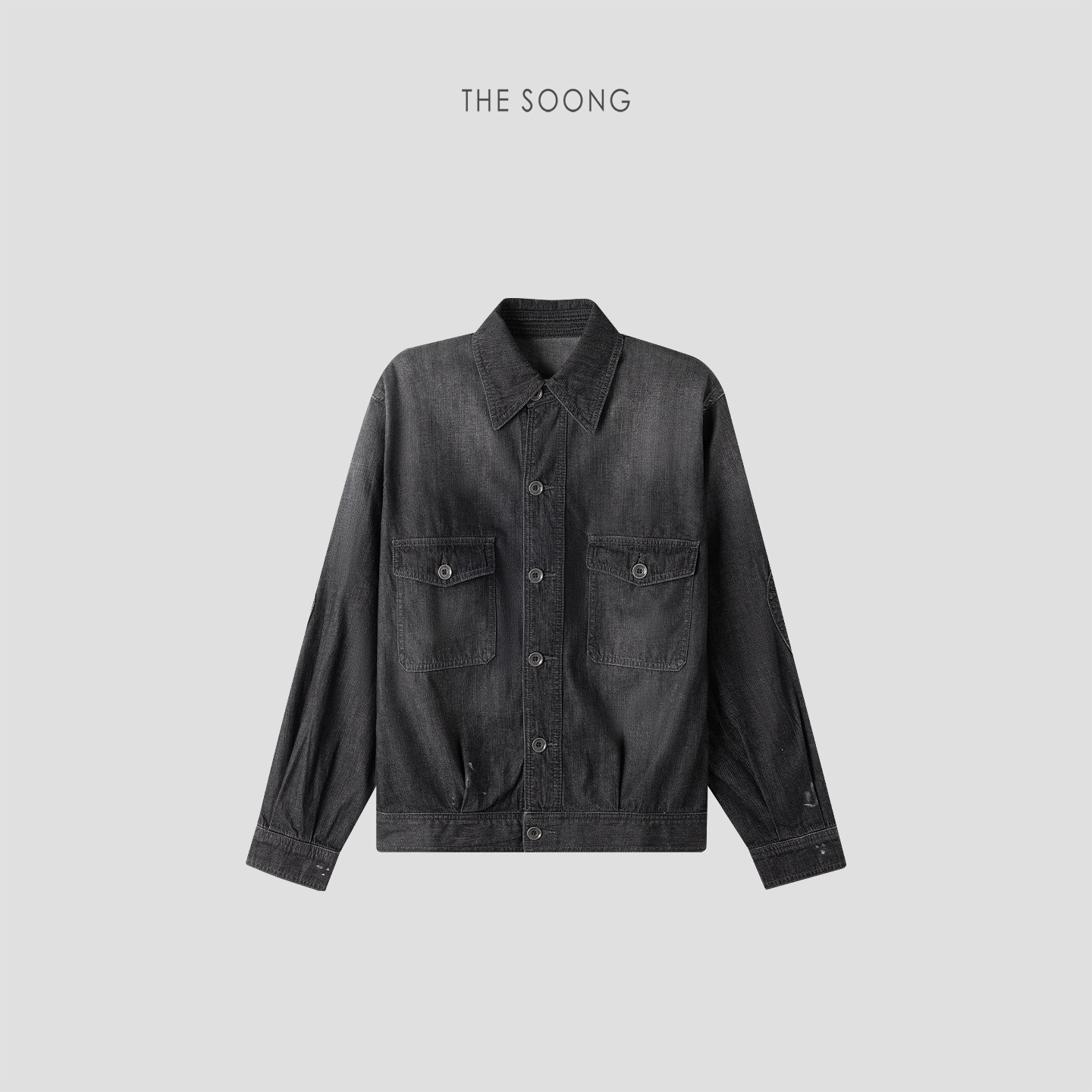 THESOONG/斑驳烬染非常规做旧洗水手工甩点黑灰色牛仔外套,女装/女士精品,短外套,淘宝优惠券,粉丝福利购,淘宝优惠卷
