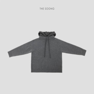 毛衣 极简慵懒风100%羊毛连帽抽绳女装 THESOONG 26s早春新款