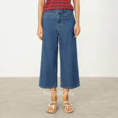 南法夏日 夏季 薄款 THESOONG 洗水高弹柔软中腰阔腿八分牛仔裤