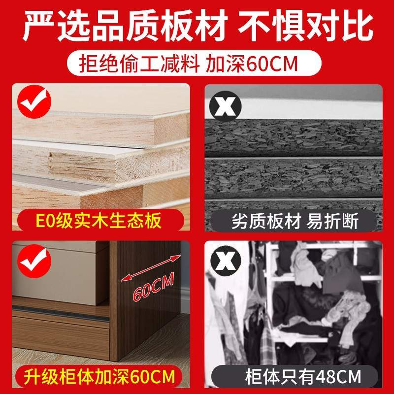 全实木衣柜家用卧室推拉门经济型出租房用收纳儿童储物大衣橱新款