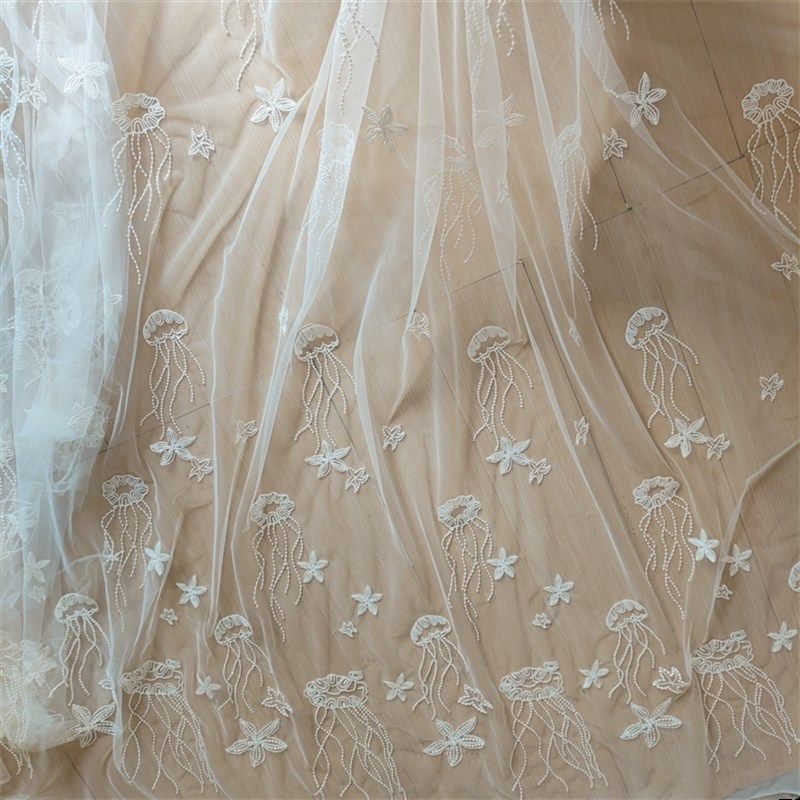 新款水母海星卡通蕾丝面料网纱蚊帐直播背景布童服装DIY手工床幔,居家布艺,海绵垫/布料/面料/手工diy,淘宝优惠券,粉丝福利购,淘宝优惠卷