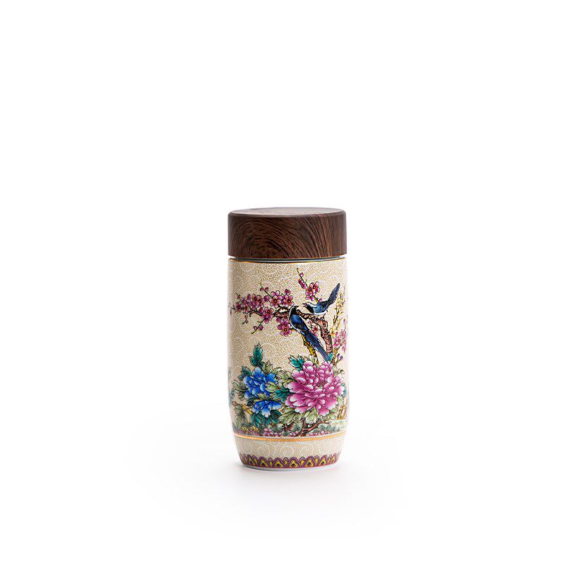 便携式陶瓷茶杯茶水分离保温杯高档双层随身水杯带盖带内胆泡茶杯