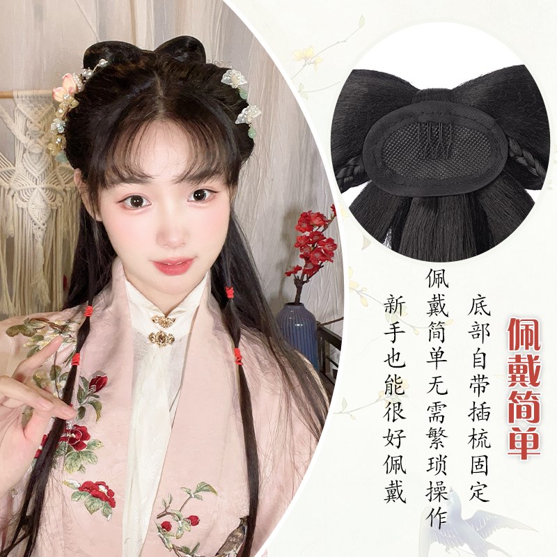古装汉服假发女一体式懒人后脑勺发髻头饰古风唐宋后压盘发垫发包