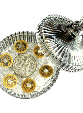 安忍水摆件玻璃瓶五黄二黑水晶碎石龙银六帝钱海盐卫生间厕所西北