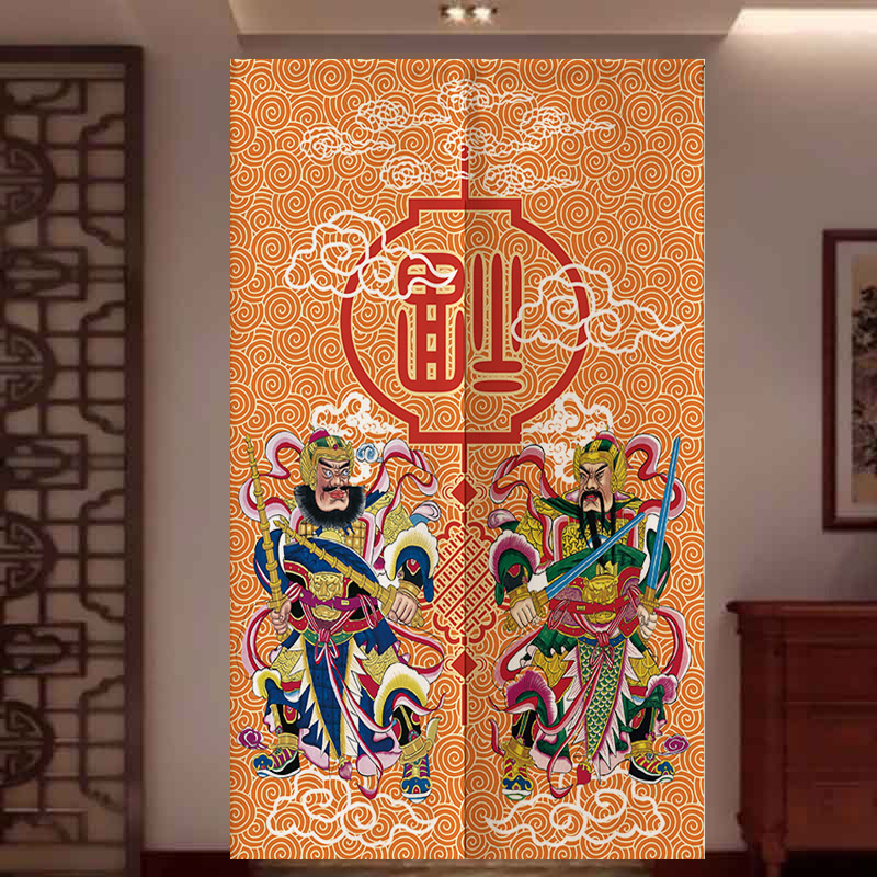中国风门帘布艺卡通门神中式传统福到门神帘客厅过道装饰挂帘