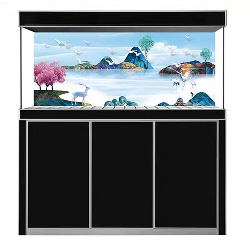 鱼缸背景板3d立体纸画高清图水族箱贴纸龙鱼缸壁纸造景装饰背景