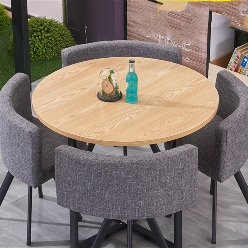 简约新款铮舍圆纯桌椅组合创意会客奶茶店铺休闲接待小圆桌子餐桌