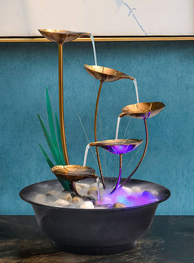 家居流水器电视柜小摆件铁艺喷泉办公室桌面客厅创意生日礼物品