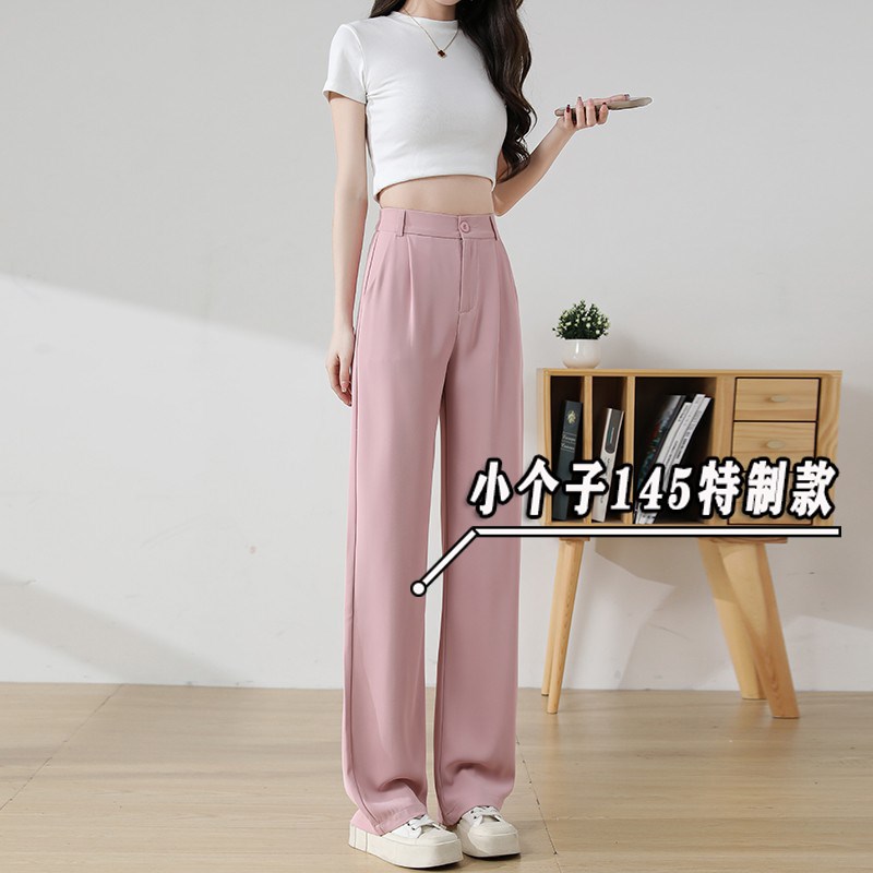 145xxs九分阔腿西装裤女小个子显高搭配春夏季垂感直筒休闲长裤子