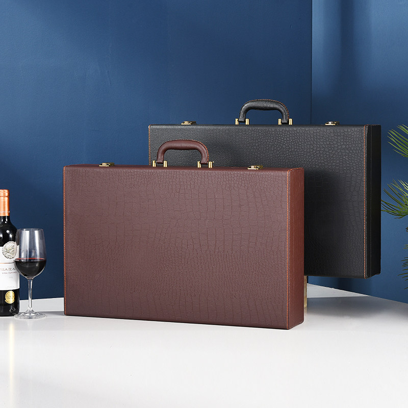 高档红酒包装礼盒单排六支装皮盒6只葡萄酒箱红酒木盒大箱子定制