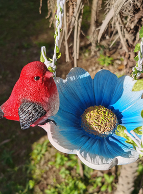 户外花园装饰挂件庭院子民宿摆件阳台布置楼顶小鸟荷花放钥匙吊件