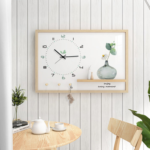 北欧绿植置物架电表箱装饰画多功能遮挡箱带钟表弱电箱配电箱挂画