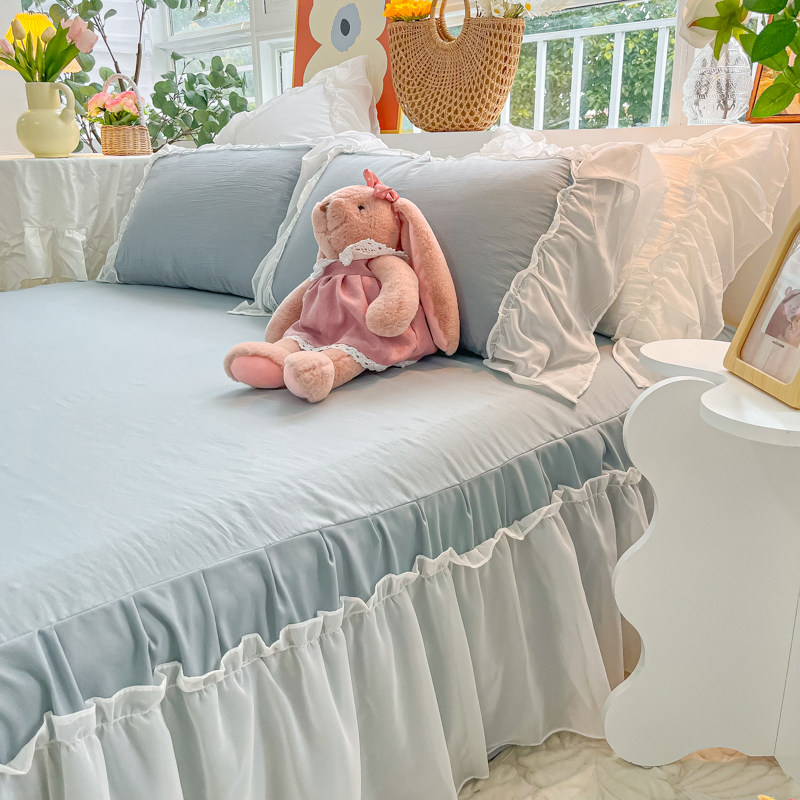 春夏雪纺木耳边床裙单件韩式少女心床罩双人学生宿舍单人防尘垫套,床上用品,床裙,淘宝优惠券,粉丝福利购,淘宝优惠卷