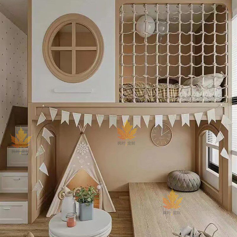 实木儿童交错式树屋床简约小户型上床下空层床公主架床榻榻米