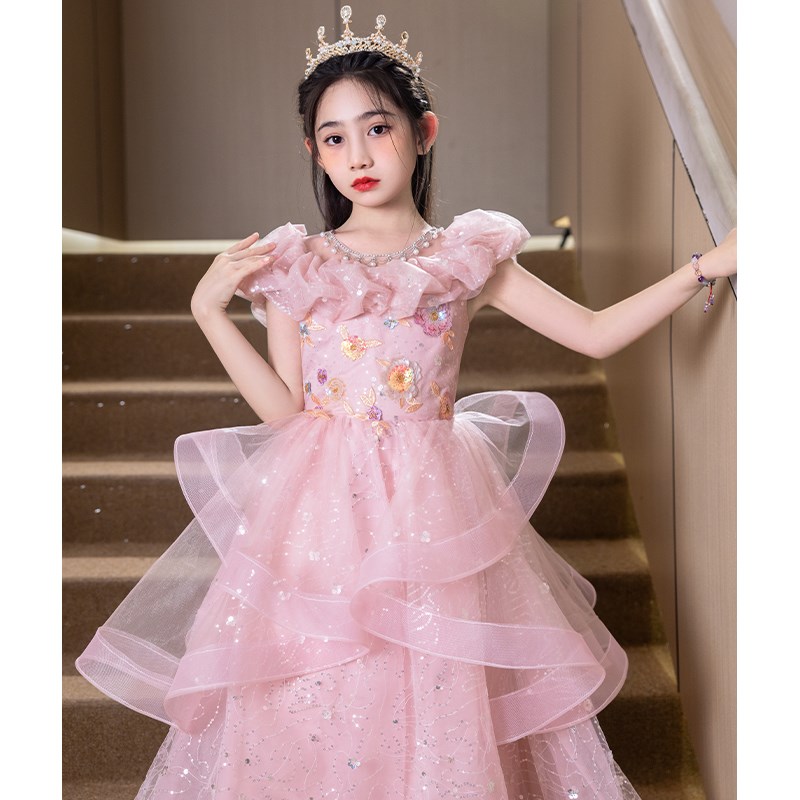 女童礼服裙儿童蓬蓬纱公主裙高端主持人小女孩生日花童钢琴演奏夏