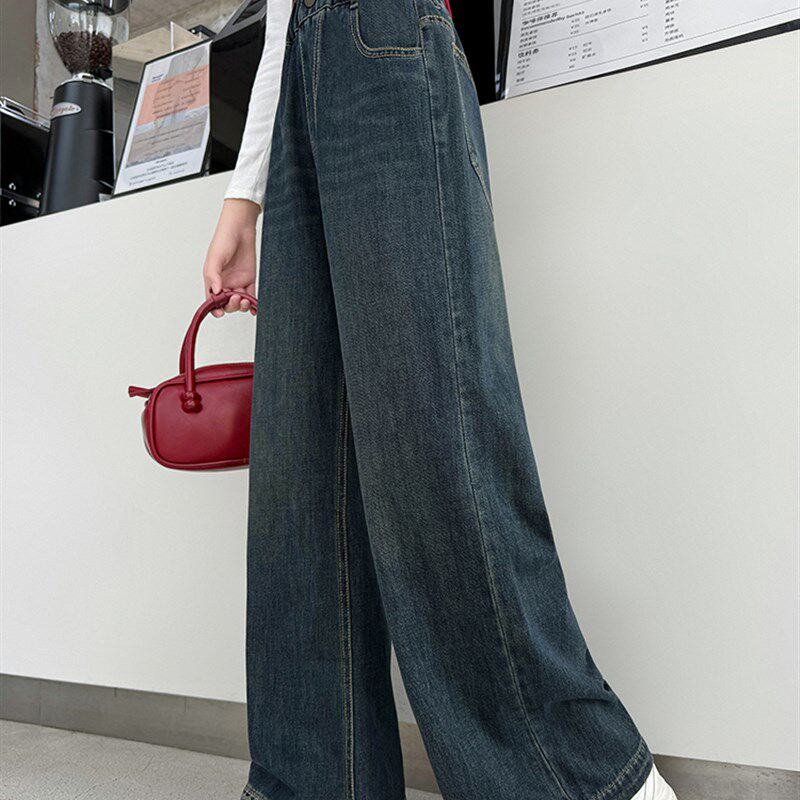 女童加绒牛仔裤秋冬新款大童直筒长裤秋季阔腿裤冬季儿童好看裤子