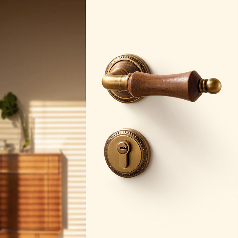 中古风卧室门锁室内房间木门房门锁古铜色磁吸静音法式复古门把手