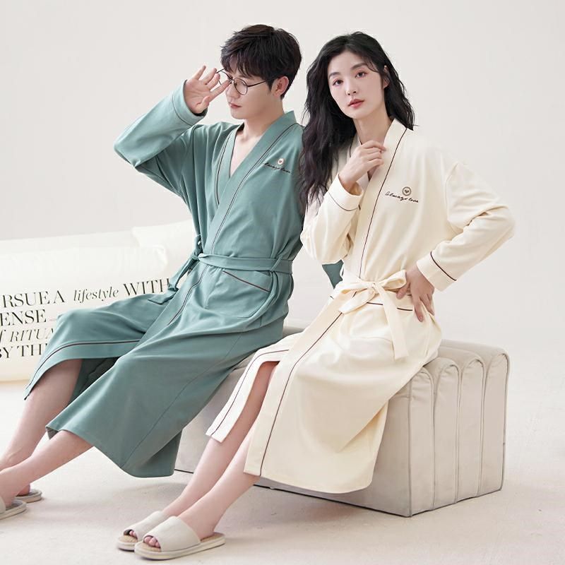睡袍情侣春秋季纯棉长袖薄款一男一女性感长款浴袍休闲大码家居服,女士内衣/男士内衣/家居服,睡袍/浴袍,淘宝优惠券,粉丝福利购,淘宝优惠卷