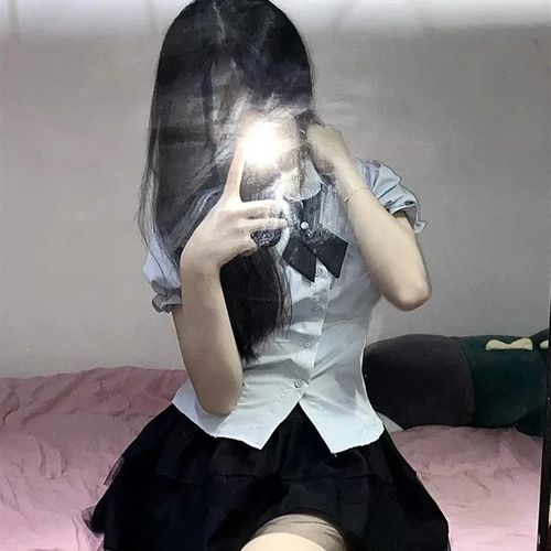 夏季新款jk制服女学院风修身收腰上衣泡泡短袖衬衣半身蓬蓬短裙子