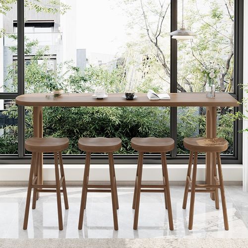 实木吧台桌椅组合简约办公吧台式餐桌家用小户型客厅靠墙高脚桌子