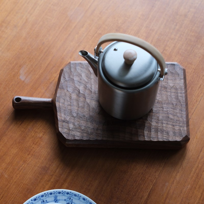 雨木北美黑胡桃砧板切水果盘实木家用日式辅食糕点盘手工雕刻