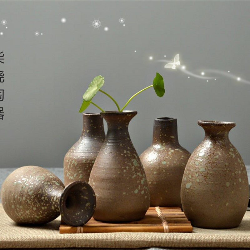 禅意粗陶复古小花瓶摆件客厅插花器陶瓷新中式复古水培陶艺花瓶,家居饰品,花瓶,淘宝优惠券,粉丝福利购,淘宝优惠卷