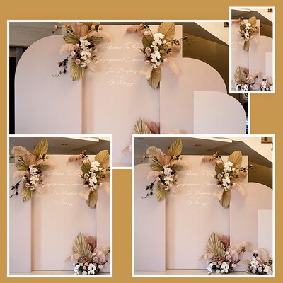 订婚宴婚礼布置装饰粉色简约回门摆件全套气球背景墙kt板定制套餐