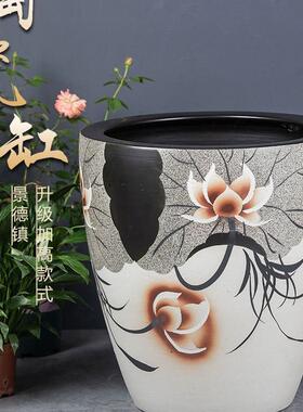 景古德FS747562镇陶瓷法荷态养鱼缸加高睡莲盆缸庭院生大缸老式大