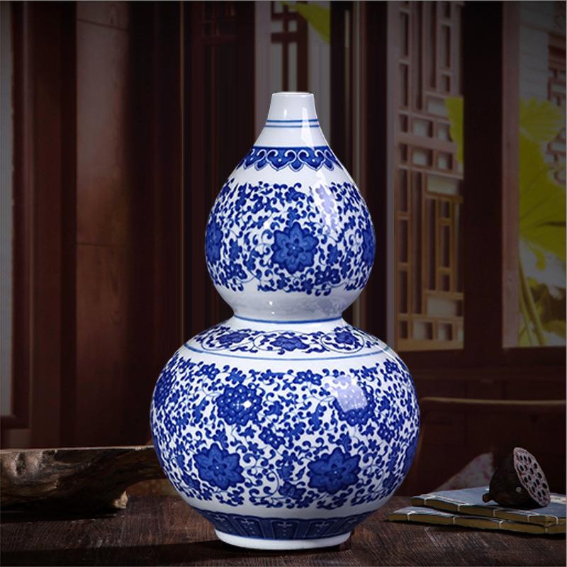 景德镇陶瓷器花瓶视中式居客厅瓷饰品电柜摆件家仿古青花VEN插花