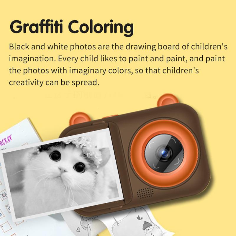 跨新款儿机拍童立得打印相一拍既粉小猫境出热敏高清数码照相机小