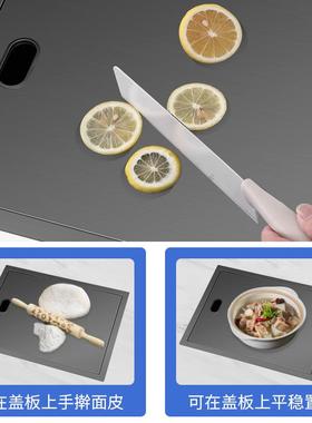 台隐藏式水槽岛台纳米黑61715色04不3吧锈钢水槽迷你带盖中板岛小