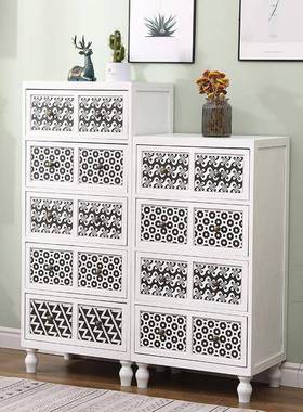 美ZG-62437式斗柜实物木欧子式卧地室收纳柜储柜复古彩绘装饰五斗