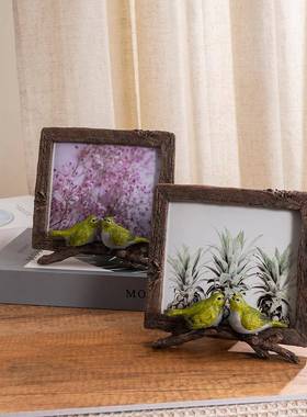 跨相境复古品小鸟框摆件美式桌家具面客厅书房装RDW056饰树脂工艺