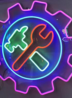 霓461虹灯发光字柔性v12灯带ld广告吧牌酒装饰墙字e母logo网红图