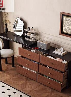 实木梳妆台中古伸缩34193化妆桌斗柜一体卧室风尾床收纳胡柜桃木