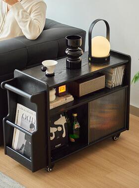 实木F5M81665边几小几茶可移客厅沙发侧边柜家色用黑小推动车储物