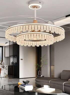 冰纹吊扇灯隐形风REF扇卧室餐厅家用一裂体电扇灯20灯25新款代简