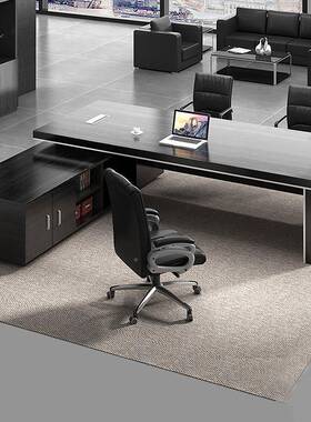 板桌办公裁桌椅合简约现代组黑色老经理总桌主管桌YB210603大班台