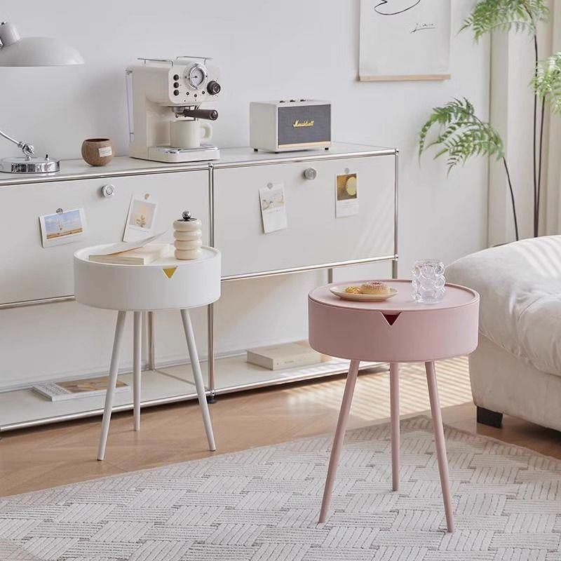 奶油头风床柜现代简约边几小茶卧纳室圆形迷你角几x123456新款创