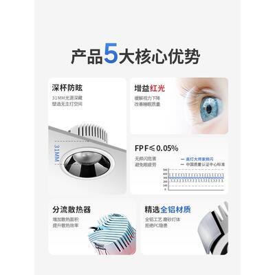 ?筒灯防眩Fiuiyoei光d防雾窄边扣嵌入式e过道l灯走廊厨房客厅护全