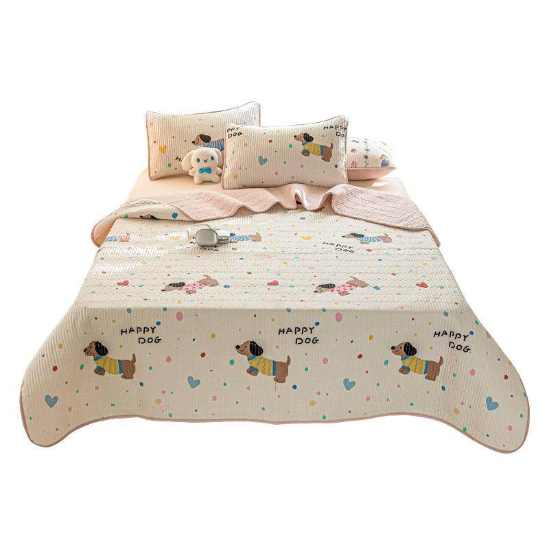 棉床盖单件季通用10四GLS0全棉榻榻米夹棉防滑纯单床单炕人盖三件