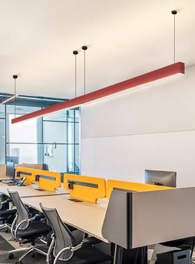 蜂窝板办室长吊灯红色l86148583ed公护眼防凌晶板条灯办公室会眩