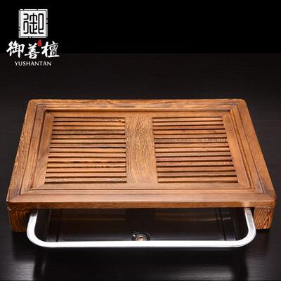 实木功夫小茶盘锈抽盘屉储水不式托鸡钢翅木家80039用便捷小号茶