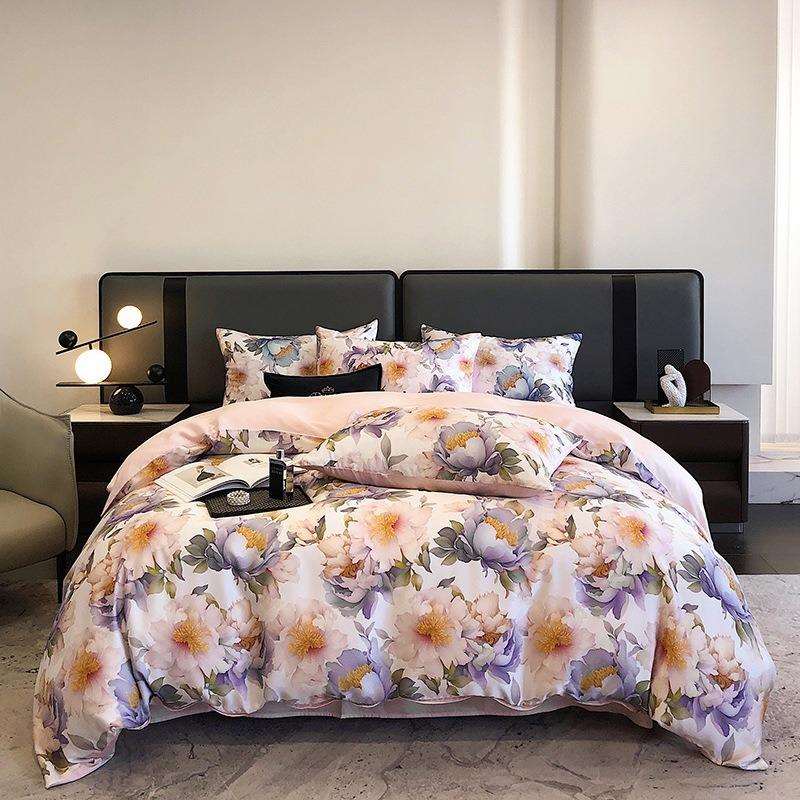 高端aLA-2100类10轻0奔兰精天丝四件套家用床单被天罩夏季丝奢华