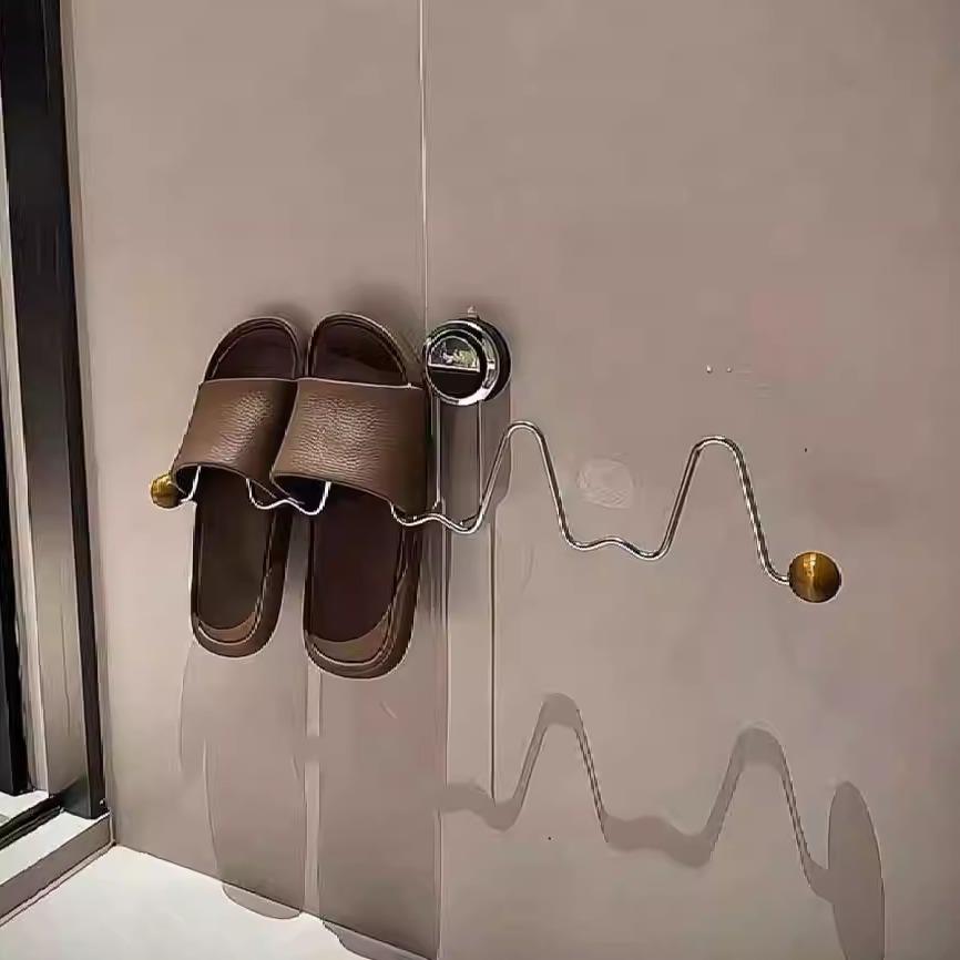 【新家的第100个快递】拖鞋收纳层架吸盘置物架拖鞋挂架免打孔壁