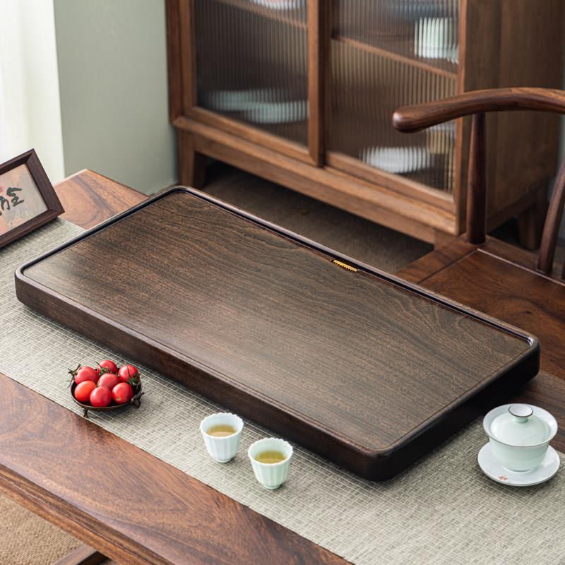 黑檀木茶盘家用天然实木茶桌新中国风经典简单茶具原木茶盘