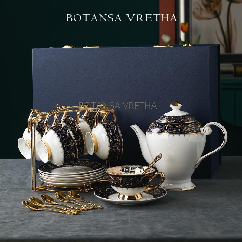 BOTANSA VRETHA&BV欧式复古骨瓷咖啡杯套装精致下午茶茶具礼盒