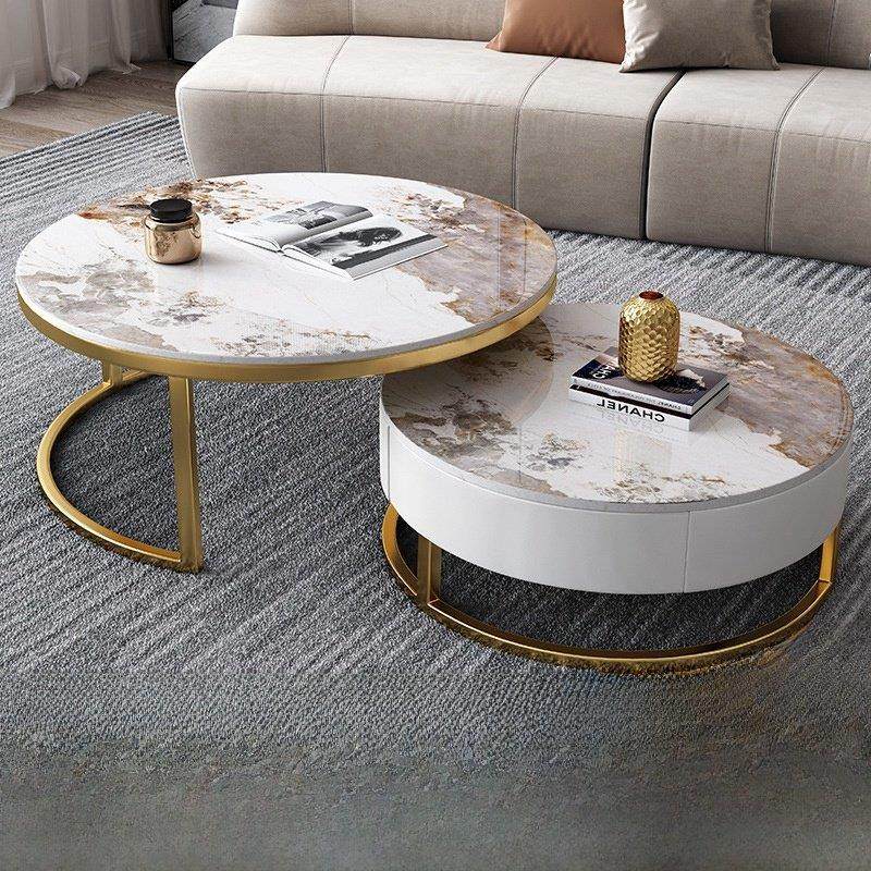 潘多拉岩板茶几桌组合亮面整装轻奢网红高级家用客厅意式圆形茶几,住宅家具,茶几,淘宝优惠券,粉丝福利购,淘宝优惠卷