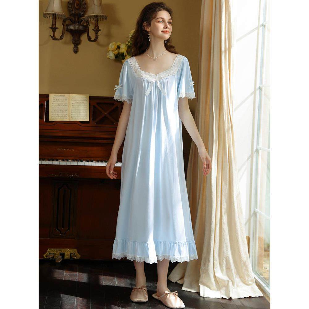 宫廷睡衣女式纯棉女式短袖2025新法国公主风格睡衣夏季长家装