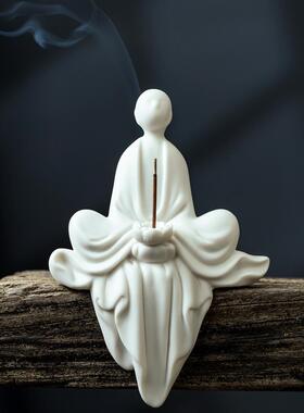 陶瓷禅宗小和尚中国风客厅入口桌鱼缸微景观人物无相佛像装饰摆件